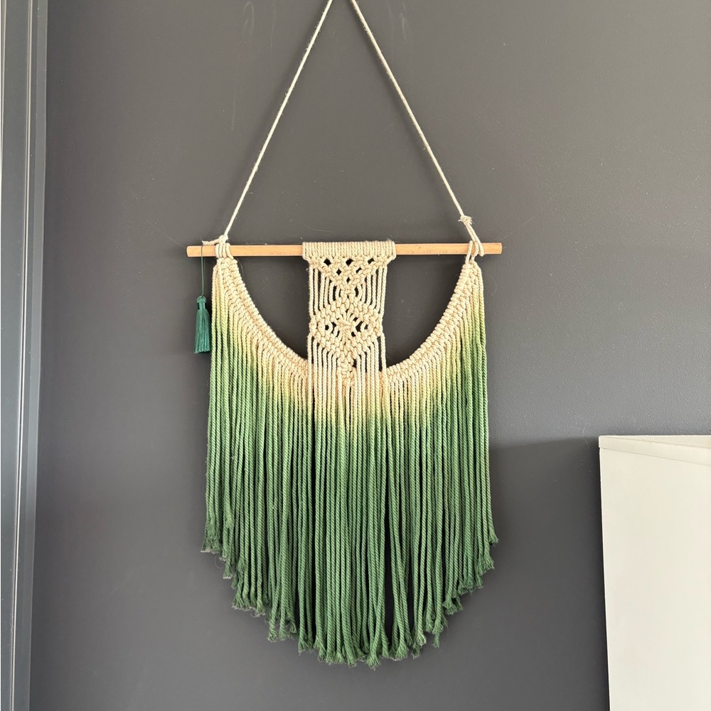 Green and Cream Macrame Wall Hanging